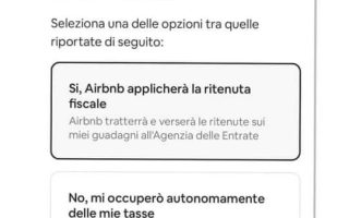 Conferma se vuoi che Airbnb trattenga le tue imposte sul reddito
